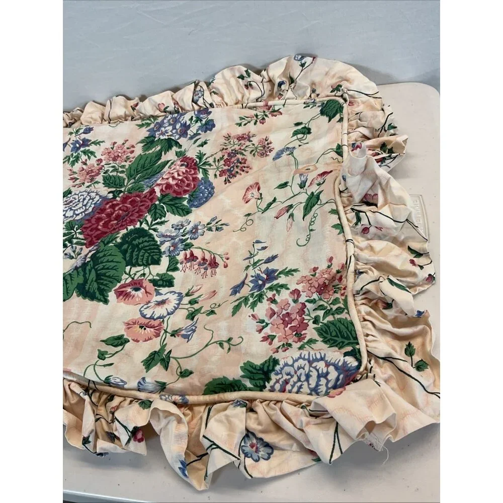 VTG Waverly Lafayette Schumacher oversized floral‎  Ruffled Pillow Shams 38 x 25
